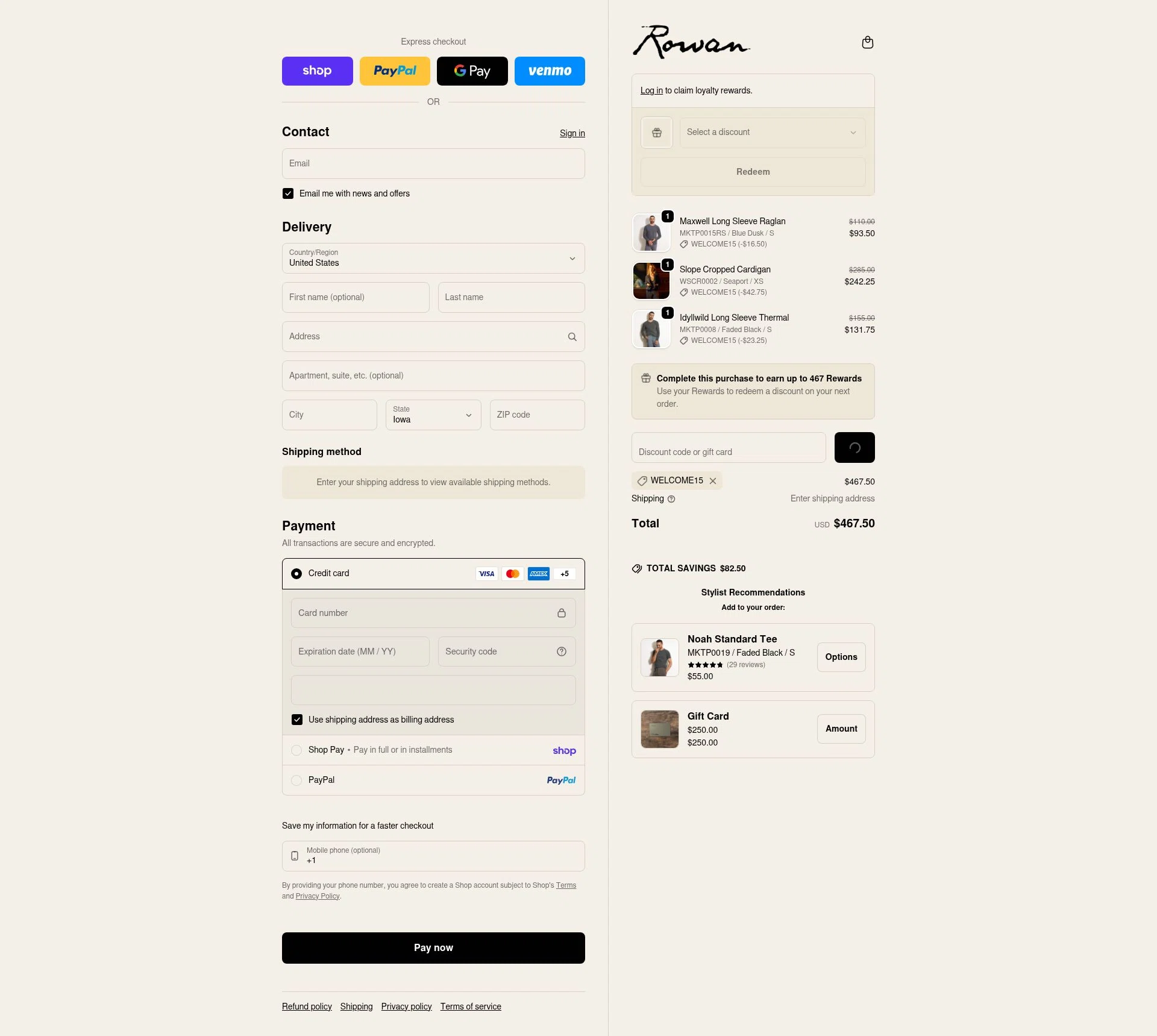 For Rowan checkout page showing For Rowan discount code box | Screenshot taken by SimplyCodes community member on Feb 4, 2026