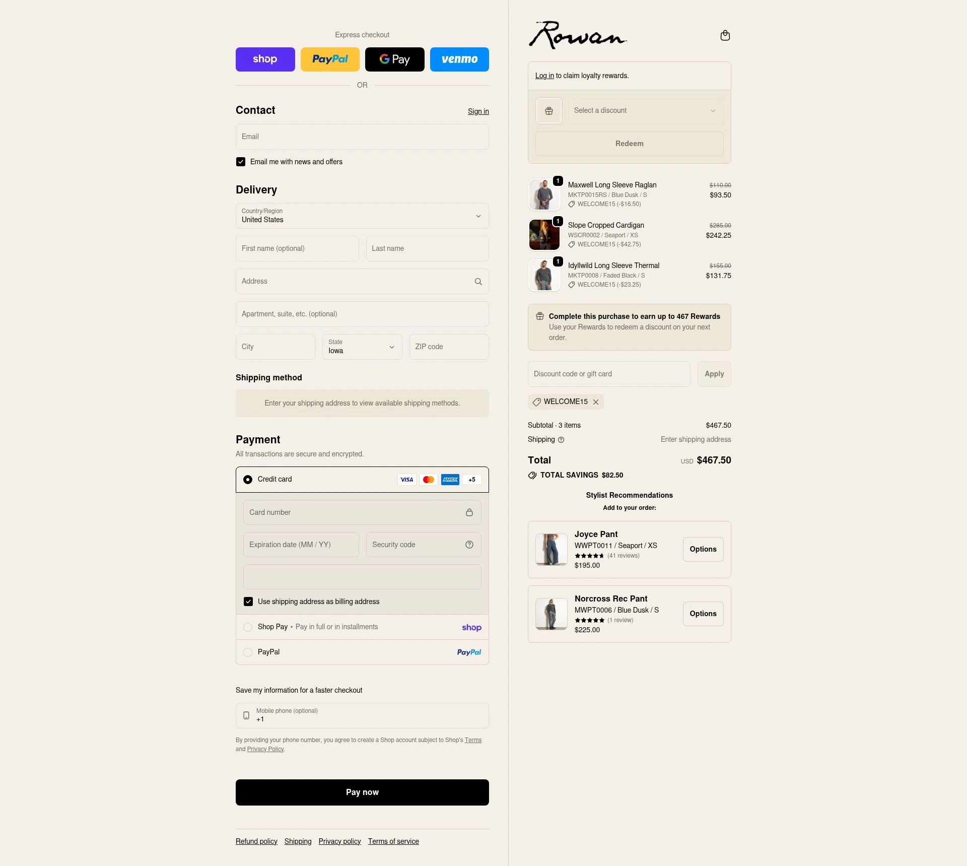 For Rowan checkout page showing For Rowan discount code box | Screenshot taken by SimplyCodes community member on Feb 13, 2026
