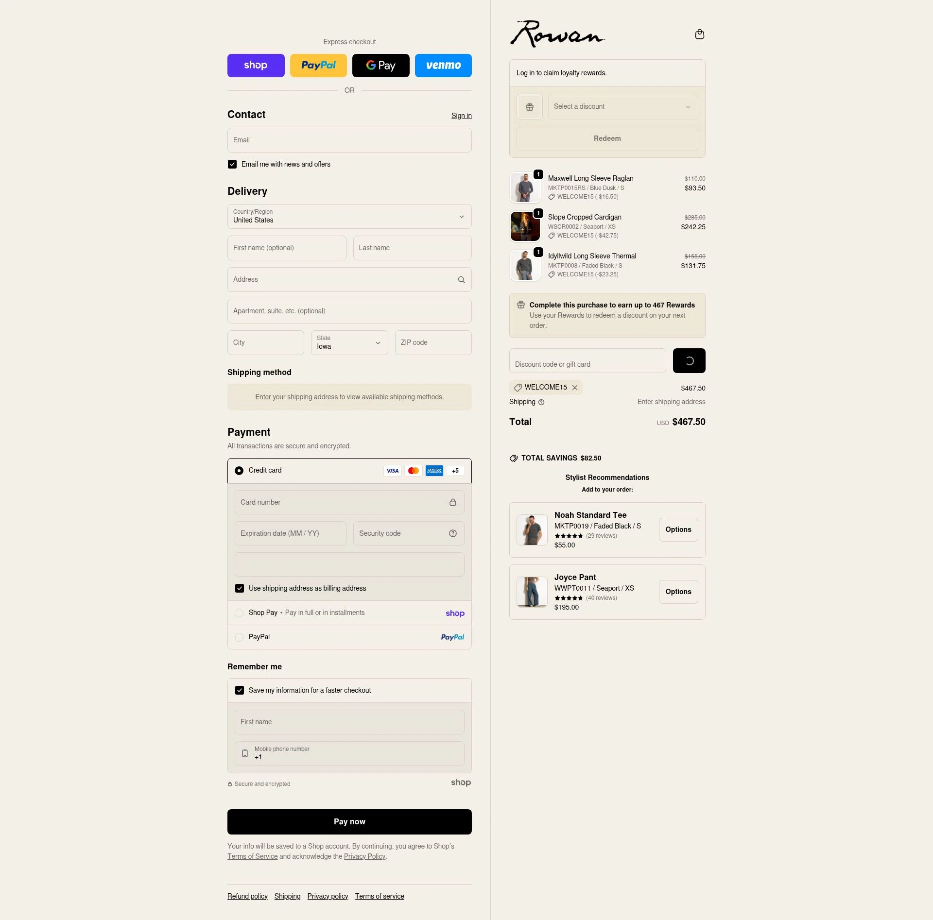 For Rowan checkout page showing For Rowan discount code box | Screenshot taken by SimplyCodes community member on Jan 26, 2026