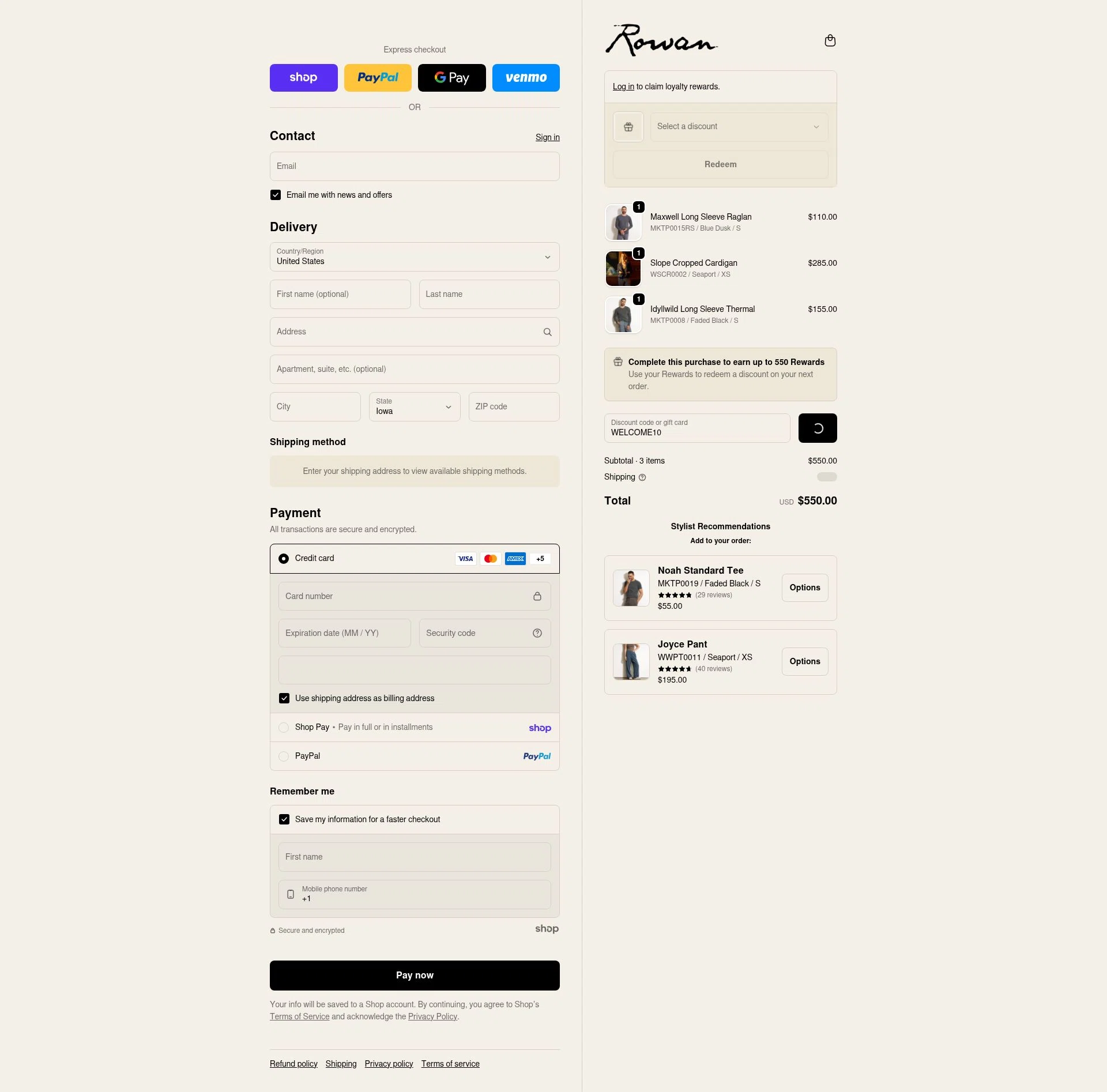 For Rowan checkout page showing For Rowan discount code box | Screenshot taken by SimplyCodes community member on Jan 26, 2026