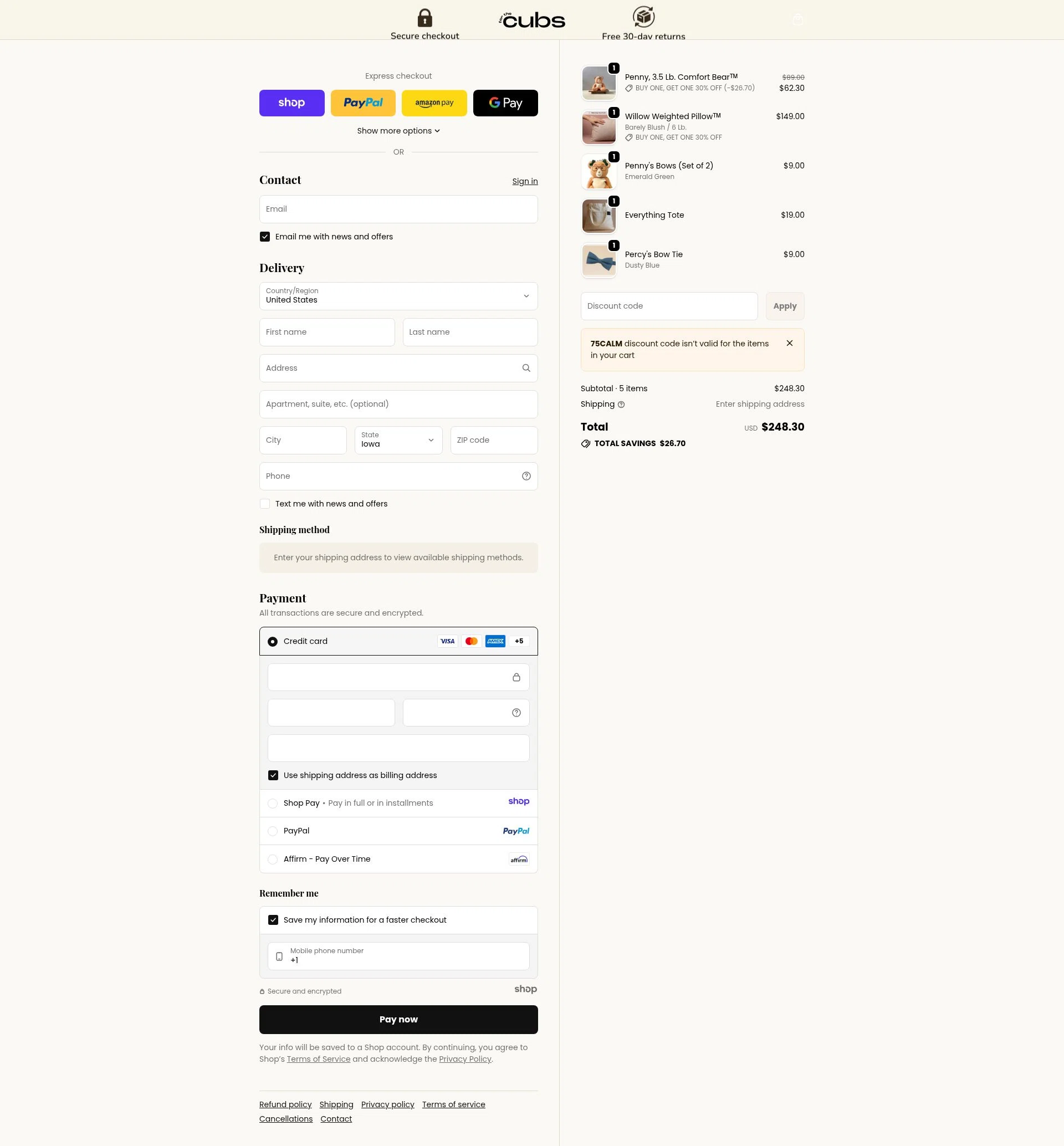 For the Cubs checkout page showing For the Cubs promo code box | Screenshot taken by SimplyCodes community member on Jan 2, 2026