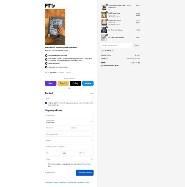 For Them checkout page showing For Them discount code box | Screenshot taken by SimplyCodes community member on Sep 6, 2025