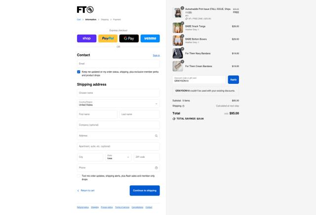 For Them checkout page showing For Them discount code box | Screenshot taken by SimplyCodes community member on Sep 10, 2025