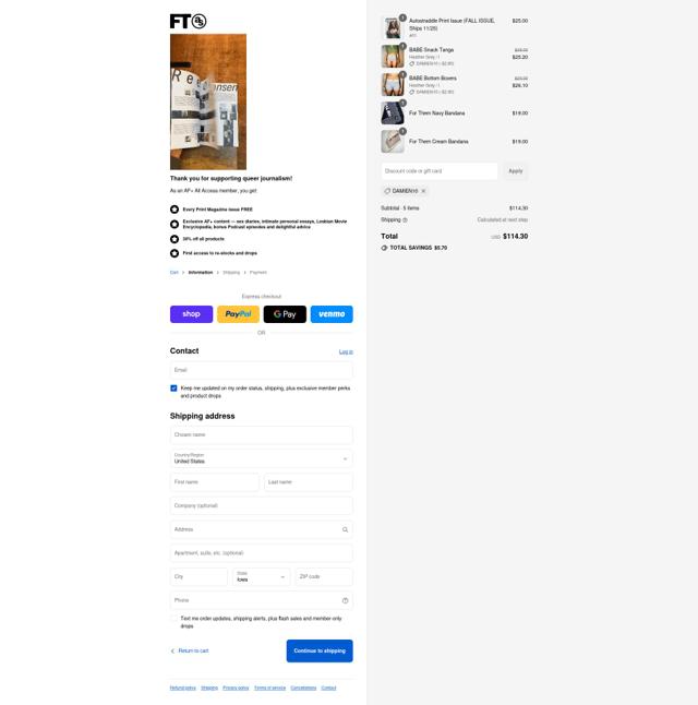For Them checkout page showing For Them discount code box | Screenshot taken by SimplyCodes community member on Sep 2, 2025