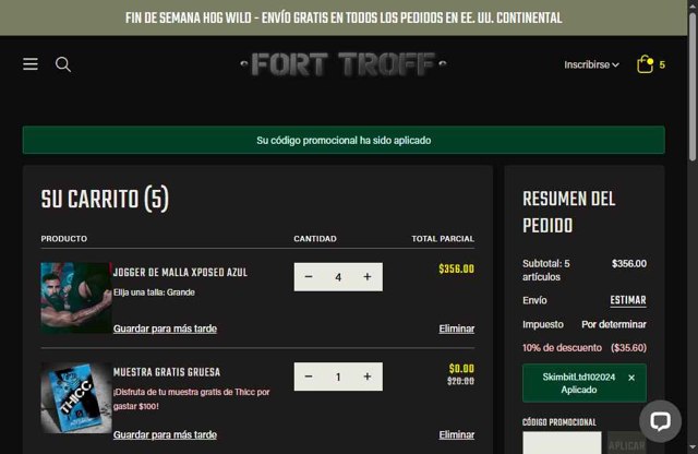 Fort Troff checkout page showing Fort Troff promo code box | Screenshot taken by SimplyCodes community member on May 25, 2025