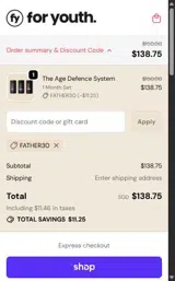 For Youth coupon verification screenshot