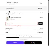 Fostered Collection coupon verification screenshot