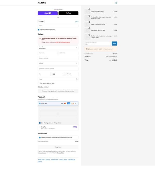 FOTILE checkout page showing FOTILE discount code box | Screenshot taken by SimplyCodes community member on Aug 15, 2025