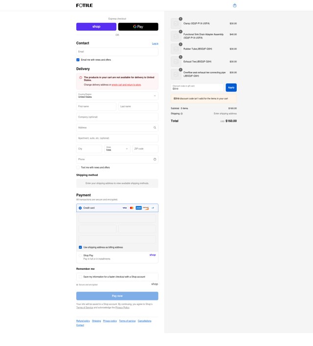 FOTILE checkout page showing FOTILE discount code box | Screenshot taken by SimplyCodes community member on Sep 6, 2025