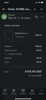 Fount coupon verification screenshot