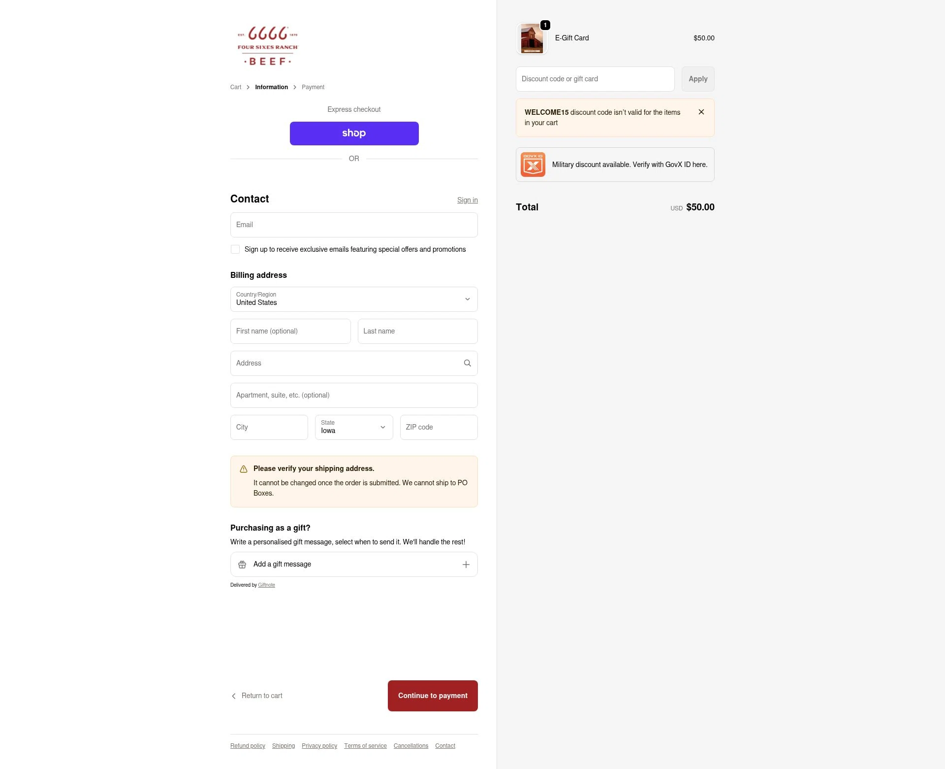 Four Sixes checkout page showing Four Sixes promo code box | Screenshot taken by SimplyCodes community member on Jan 28, 2026