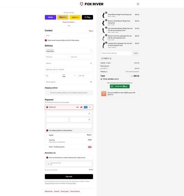 Fox River checkout page showing Fox River promo code box | Screenshot taken by SimplyCodes community member on Sep 13, 2025