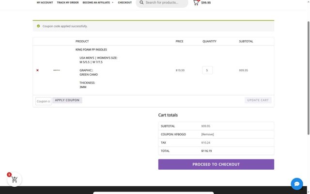 FP Insoles checkout page showing FP Insoles coupon code box | Screenshot taken by SimplyCodes community member on Aug 2, 2025