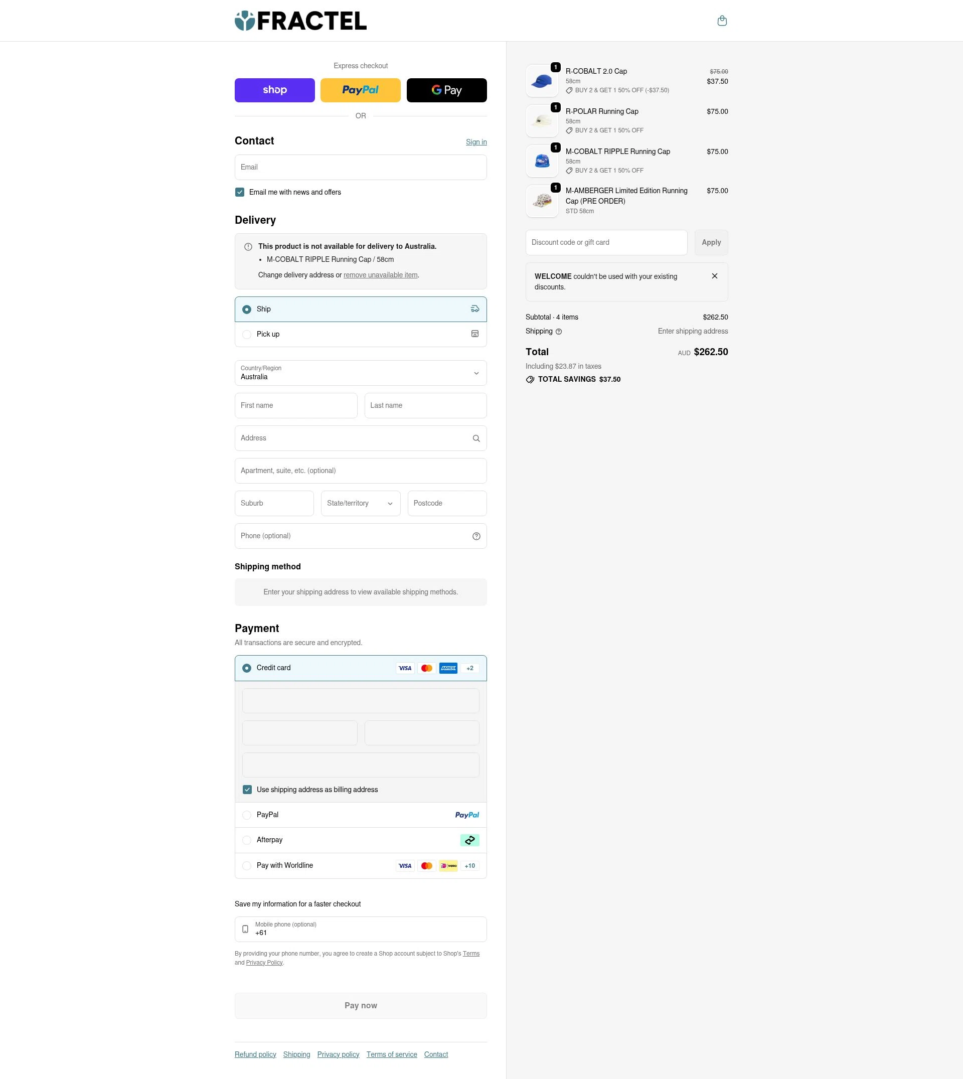 Fractel checkout page showing Fractel discount code box | Screenshot taken by SimplyCodes community member on Feb 23, 2026