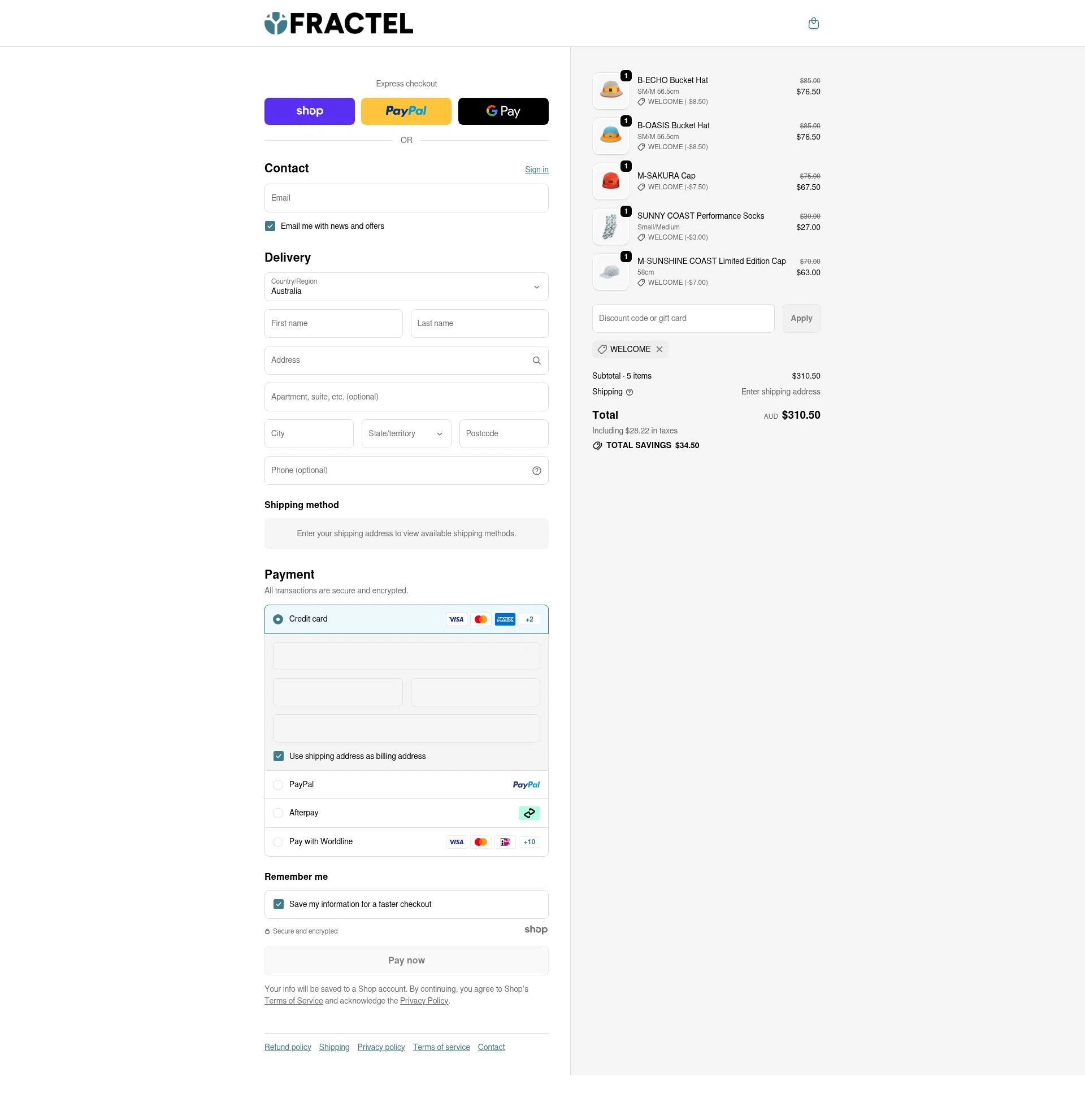 Fractel checkout page showing Fractel discount code box | Screenshot taken by SimplyCodes community member on Jan 8, 2026