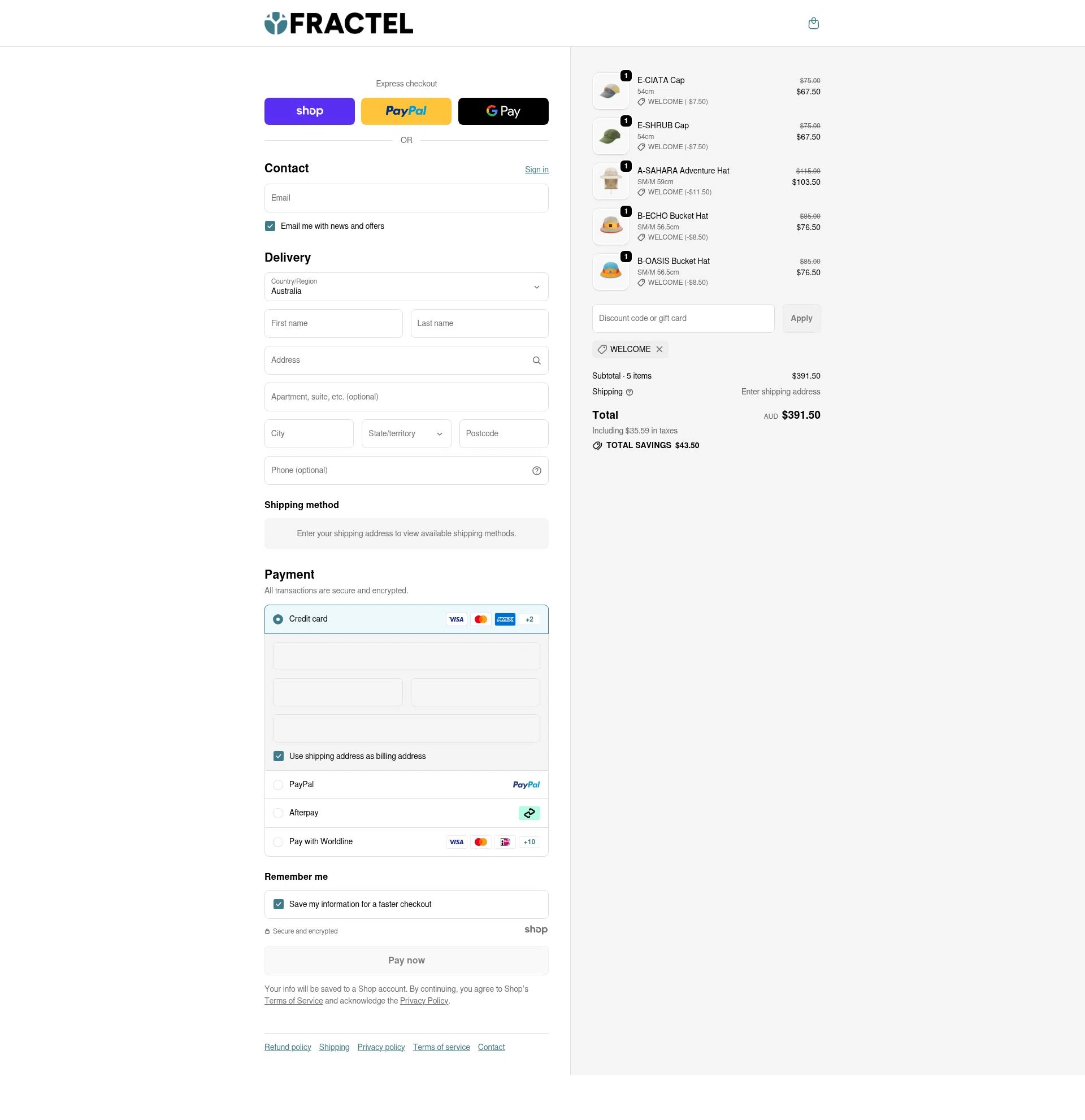 Fractel checkout page showing Fractel discount code box | Screenshot taken by SimplyCodes community member on Jan 13, 2026