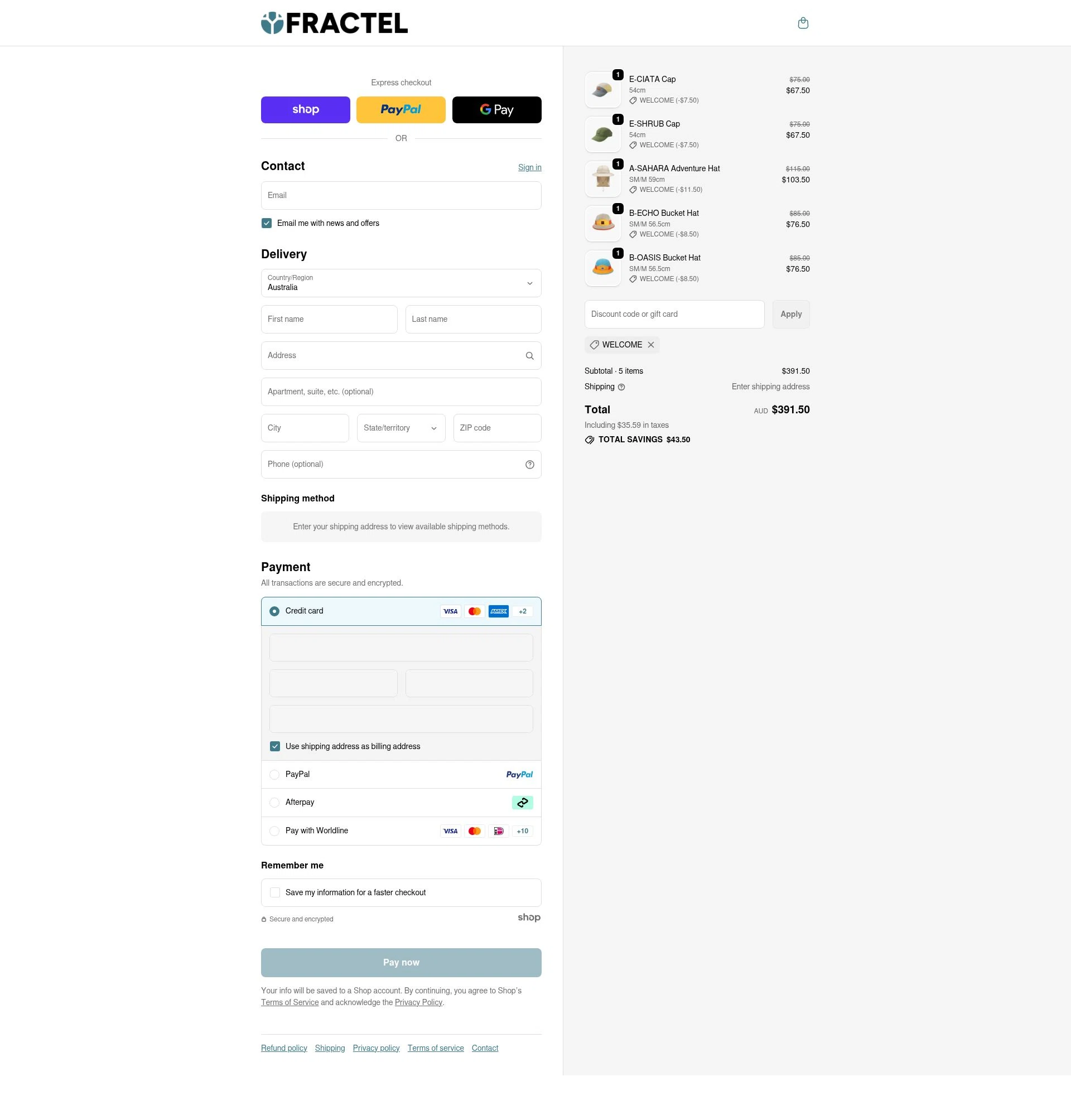 Fractel checkout page showing Fractel discount code box | Screenshot taken by SimplyCodes community member on Jan 23, 2026