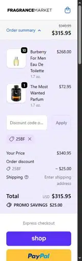25bf coupon verification screenshot