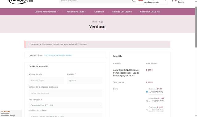 FragranceShop.com checkout page showing FragranceShop.com coupon code box | Screenshot taken by SimplyCodes community member on Jul 16, 2025