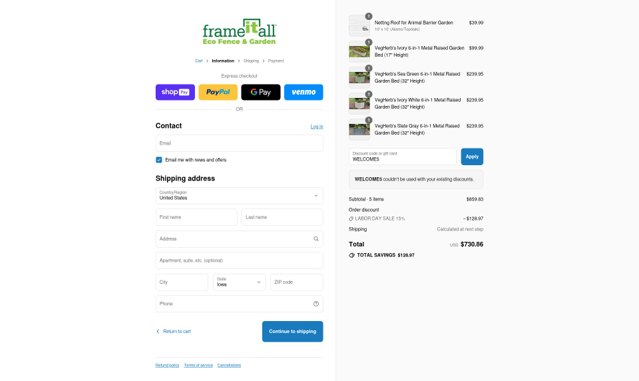 Frame It All checkout page showing Frame It All promo code box | Screenshot taken by SimplyCodes community member on Aug 27, 2025