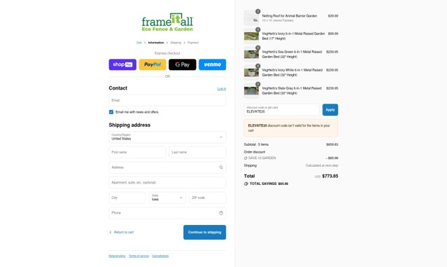 Frame It All checkout page showing Frame It All promo code box | Screenshot taken by SimplyCodes community member on Aug 23, 2025