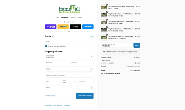 Frame It All checkout page showing Frame It All promo code box | Screenshot taken by SimplyCodes community member on Aug 19, 2025