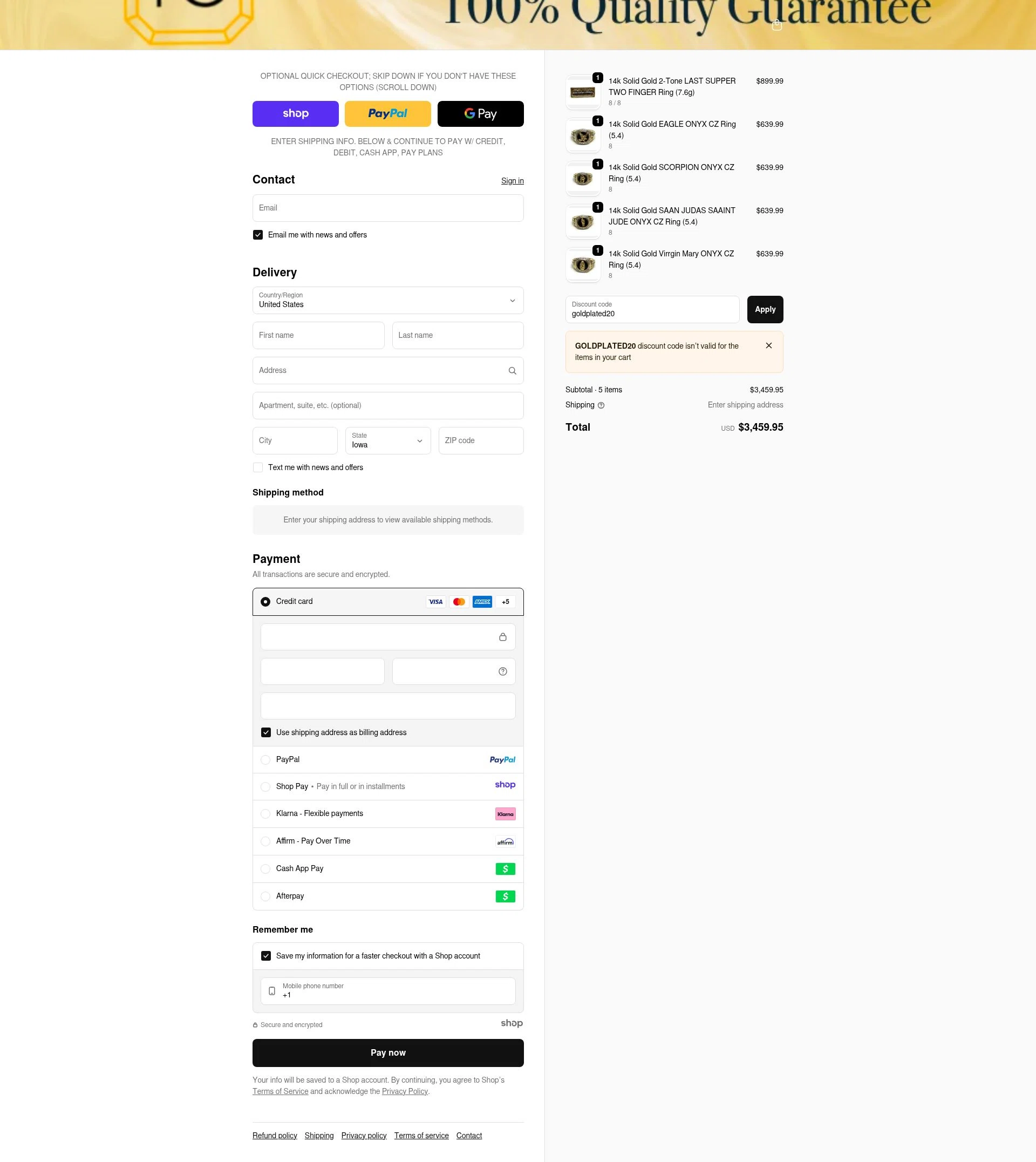 Fran & Co. Jewelry checkout page showing Fran & Co. Jewelry discount code box | Screenshot taken by SimplyCodes community member on Nov 27, 2025