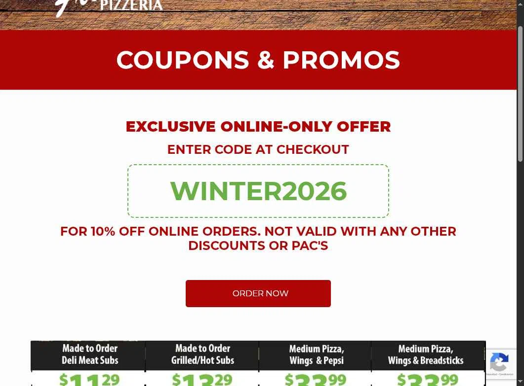 Franco's Pizza checkout page showing Franco's Pizza promo code box | Screenshot taken by SimplyCodes community member on Dec 15, 2025