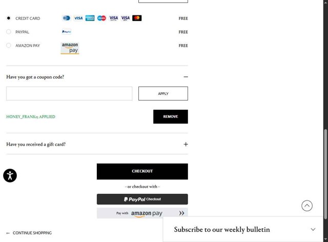 FRANKBROS checkout page showing FRANKBROS discount code box | Screenshot taken by SimplyCodes community member on Aug 27, 2025