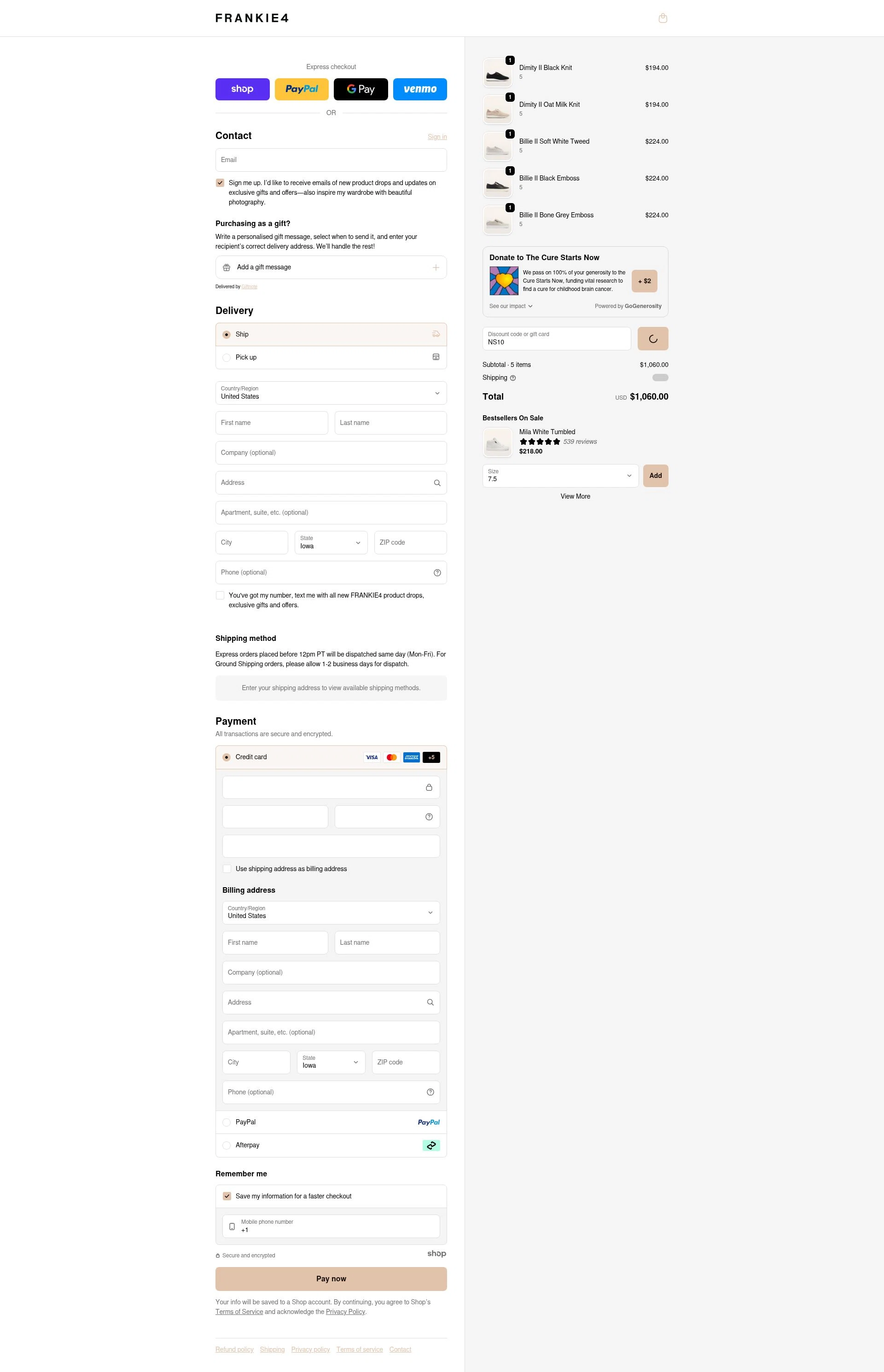 Frankie4 US checkout page showing Frankie4 US promo code box | Screenshot taken by SimplyCodes community member on Dec 17, 2025