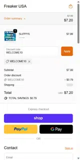 WELCOME10 coupon verification screenshot