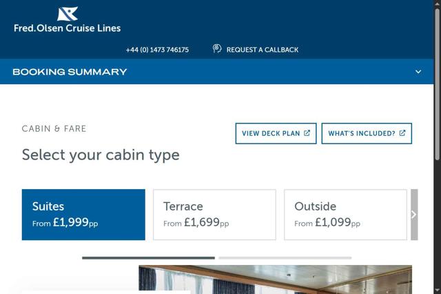 Fred Olsen Cruise Lines checkout page showing Fred Olsen Cruise Lines promo code box | Screenshot taken by SimplyCodes community member on Sep 5, 2025