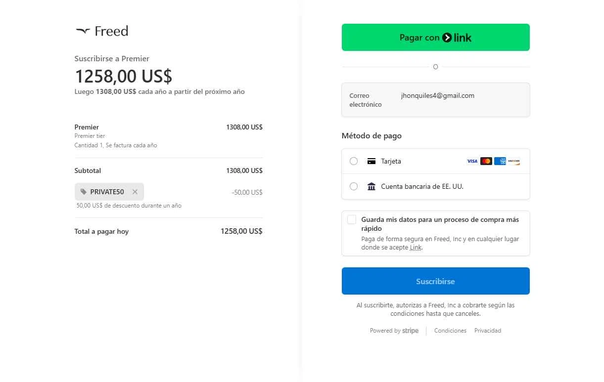Freed checkout page showing Freed discount code box | Screenshot taken by SimplyCodes community member on Jan 6, 2026