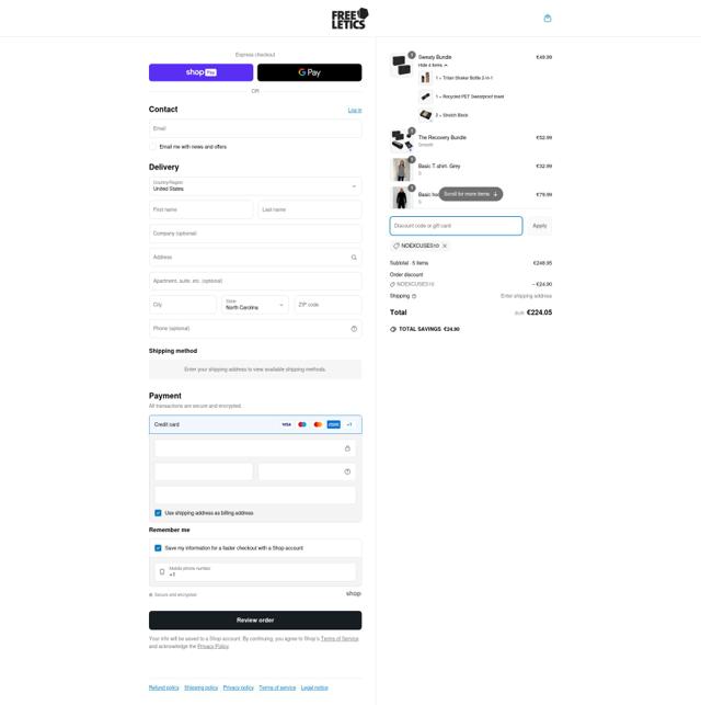 Freeletics checkout page showing Freeletics promo code box | Screenshot taken by SimplyCodes community member on Jun 4, 2025