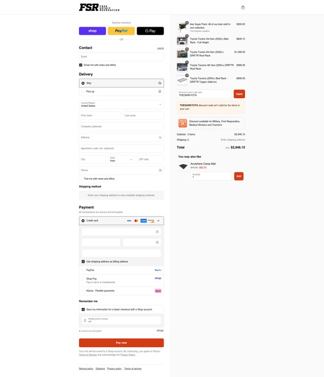 Freespirit Recreation checkout page showing Freespirit Recreation discount code box | Screenshot taken by SimplyCodes community member on Sep 2, 2025
