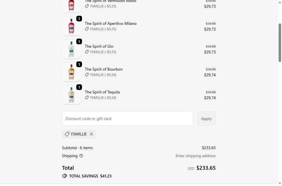 The Free Spirits Company checkout page showing The Free Spirits Company promo code box | Screenshot taken by SimplyCodes community member on Jan 11, 2026