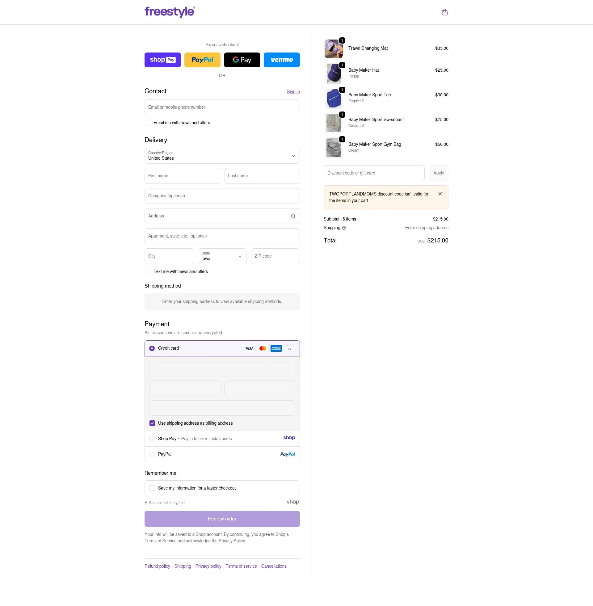 Freestyle World checkout page showing Freestyle World promo code box | Screenshot taken by SimplyCodes community member on Jan 7, 2026