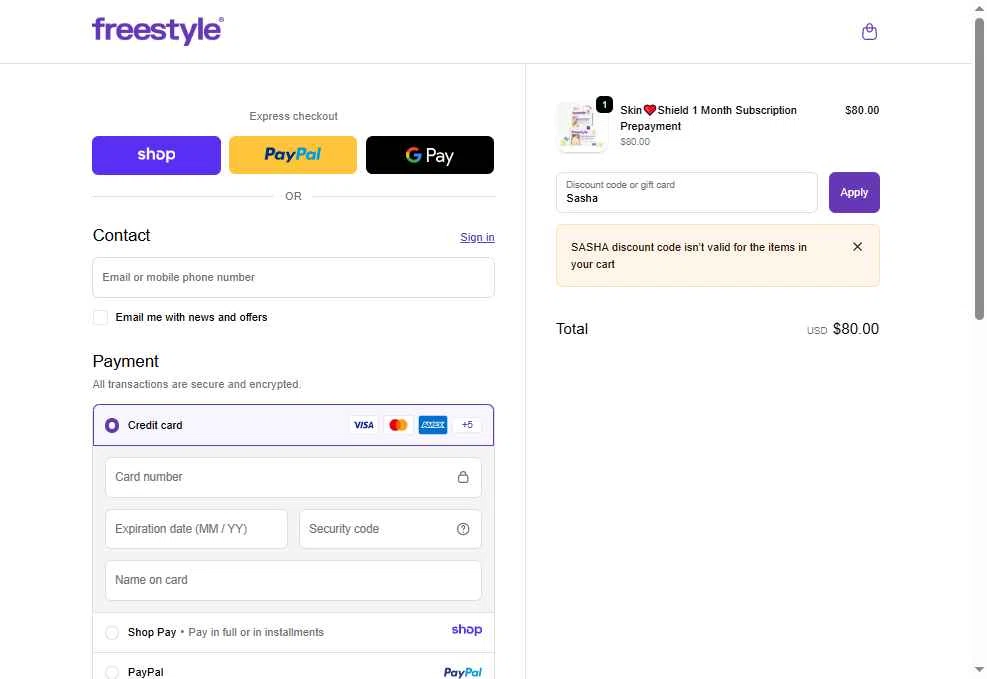 Freestyle World checkout page showing Freestyle World promo code box | Screenshot taken by SimplyCodes community member on Jan 2, 2026