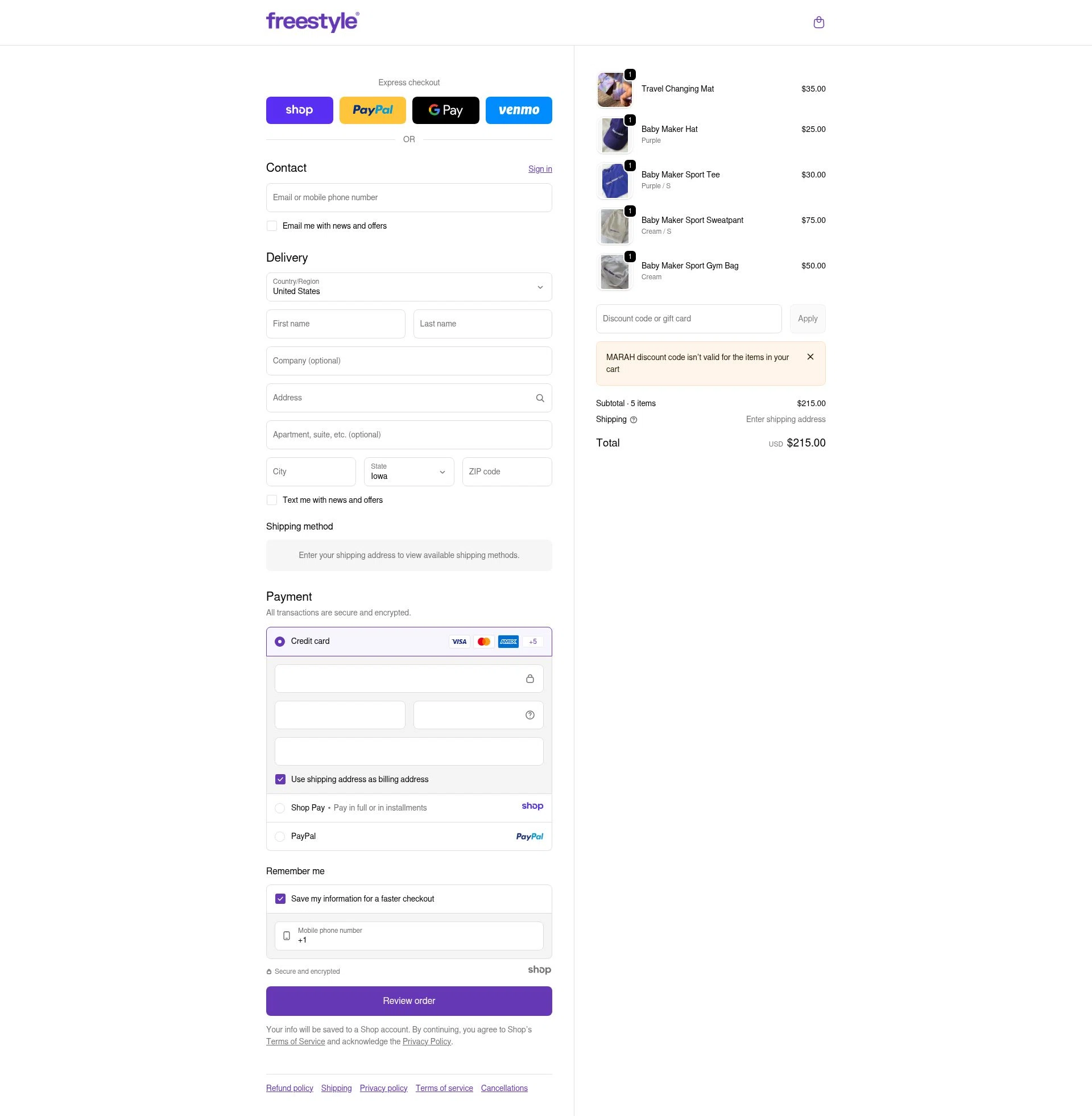 Freestyle World checkout page showing Freestyle World promo code box | Screenshot taken by SimplyCodes community member on Jan 2, 2026