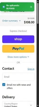 BUYIN10 coupon verification screenshot