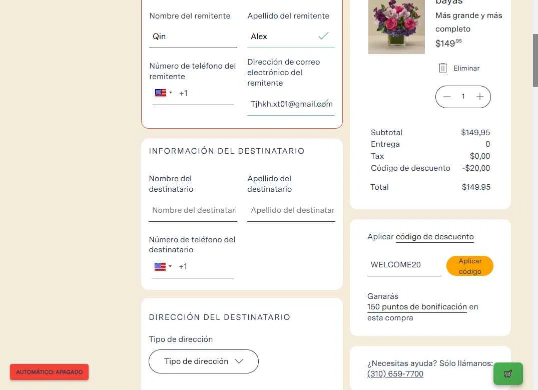 French Florist checkout page showing French Florist discount code box | Screenshot taken by SimplyCodes community member on Jan 19, 2026