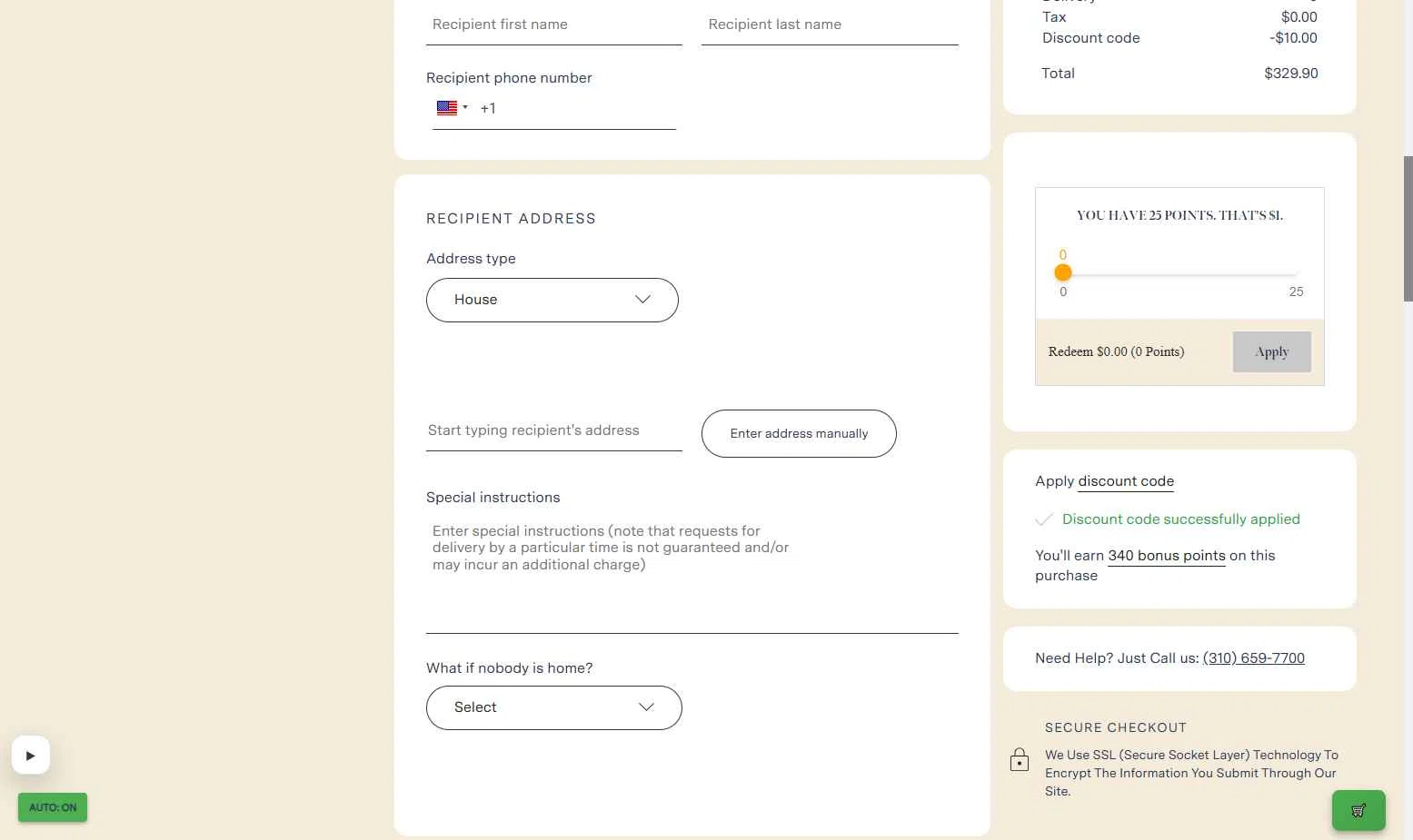 French Florist checkout page showing French Florist discount code box | Screenshot taken by SimplyCodes community member on Jan 19, 2026