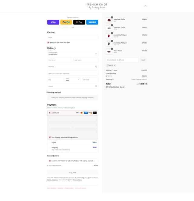 French Knot checkout page showing French Knot promo code box | Screenshot taken by SimplyCodes community member on Aug 31, 2025