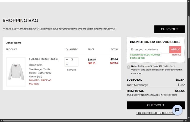 French Toast checkout page showing French Toast coupon code box | Screenshot taken by SimplyCodes community member on Aug 9, 2025