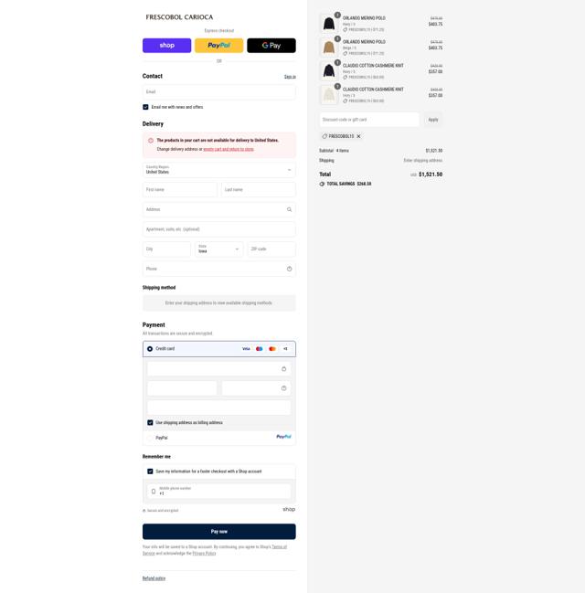 Frescobol Carioca checkout page showing Frescobol Carioca promo code box | Screenshot taken by SimplyCodes community member on Sep 12, 2025