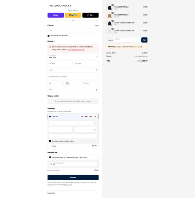 Frescobol Carioca checkout page showing Frescobol Carioca promo code box | Screenshot taken by SimplyCodes community member on Sep 12, 2025