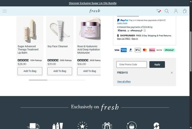 Fresh checkout page showing Fresh promo code box | Screenshot taken by SimplyCodes community member on Aug 22, 2025