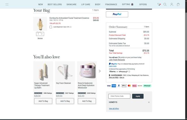 Fresh checkout page showing Fresh promo code box | Screenshot taken by SimplyCodes community member on Sep 6, 2025