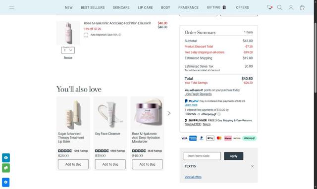 Fresh checkout page showing Fresh promo code box | Screenshot taken by SimplyCodes community member on Aug 16, 2025