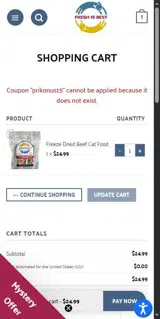 Fresh Is Best coupon verification screenshot
